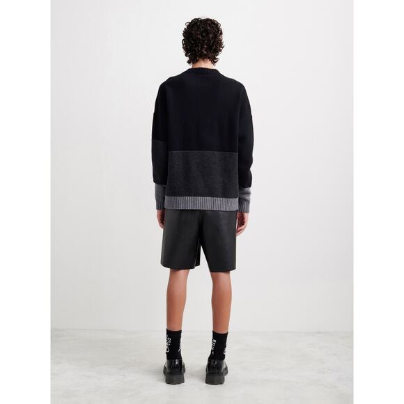 Off White Wool Black & Gray Colorblock Crew Neck Sweater Jumper XL - Picture 4 of 16